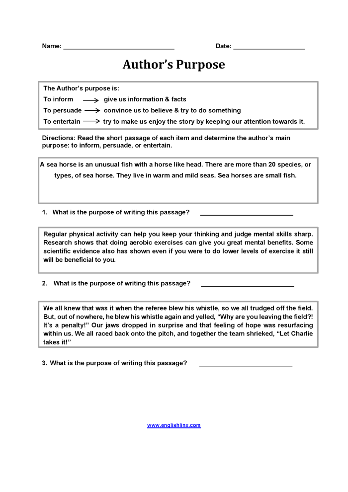 Second grade students reading The Princess and the Pea worksheet to identify author’s purpose