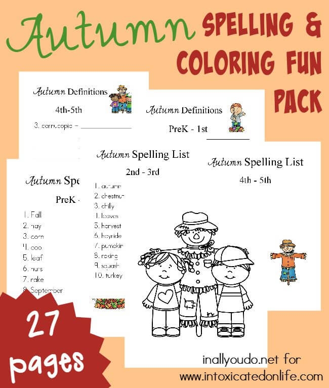 Engaging fall-themed spelling practice for young readers on worksheet 24 Second grade autumn spelling worksheet with a fun activity to pick the right word spelling