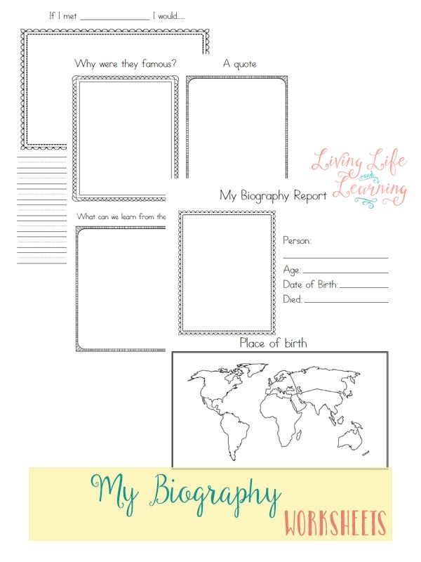 Biography timeline activity for young writers in grade two Second grade student filling out a biography timeline worksheet about a family member