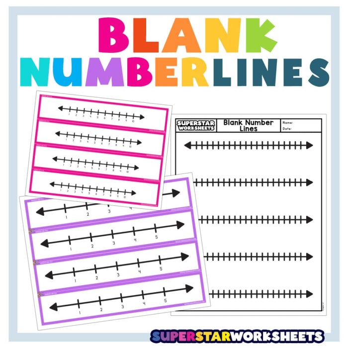 Blank number line template with evenly spaced tick marks for second grade math problem solving practice