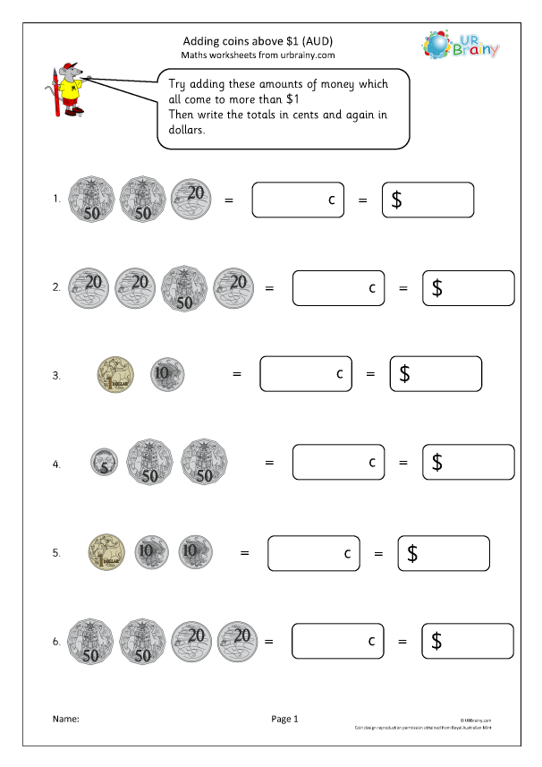 Adding Dollars and Coins Worksheet 18 - Calculate Item Prices Using Money Second grade student counting coins and dollar bills to calculate the total cost of a jacket