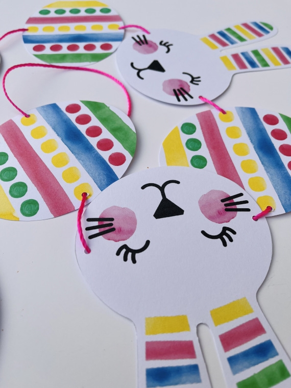 Colorful Easter garland with numbers for second grade counting practice