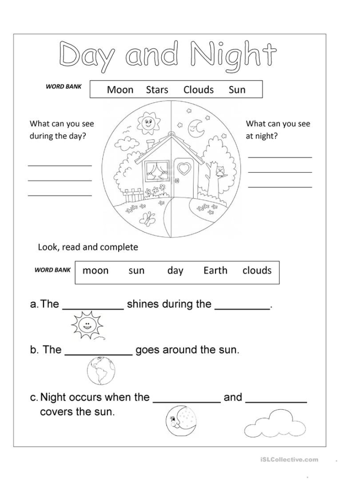 Night Time or Day Time? worksheet for Second Grade
