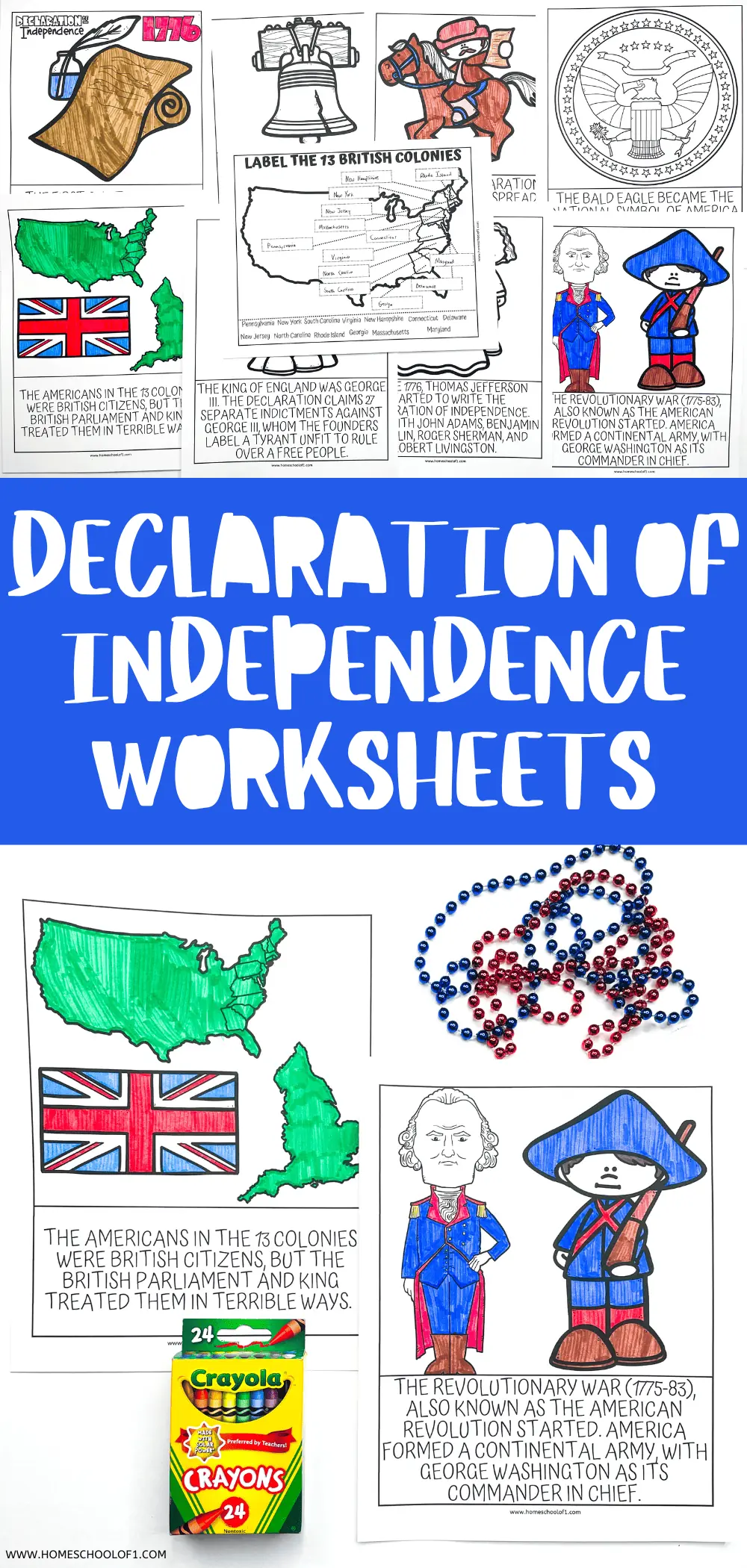 Coloring activity on the Declaration of Independence for young learners in second grade Second grade student coloring a Declaration of Independence worksheet about national symbols