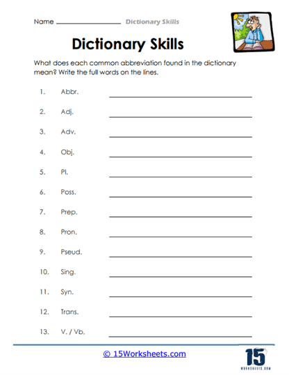 A second grade student learning how to use dictionary entries with guide words and word definitions