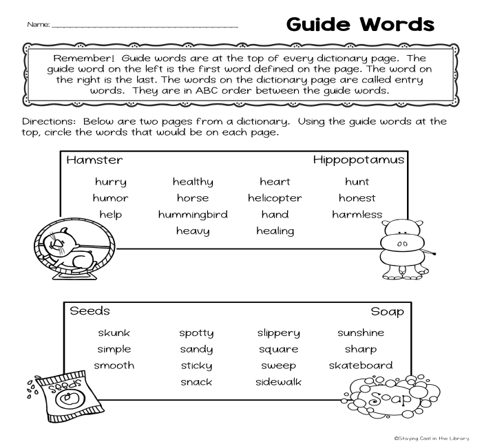 Second grade students learning how to use dictionary entries and find word definitions with guide number 18