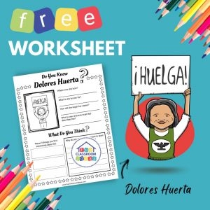 Dolores Huerta coloring worksheet for second grade physical science students