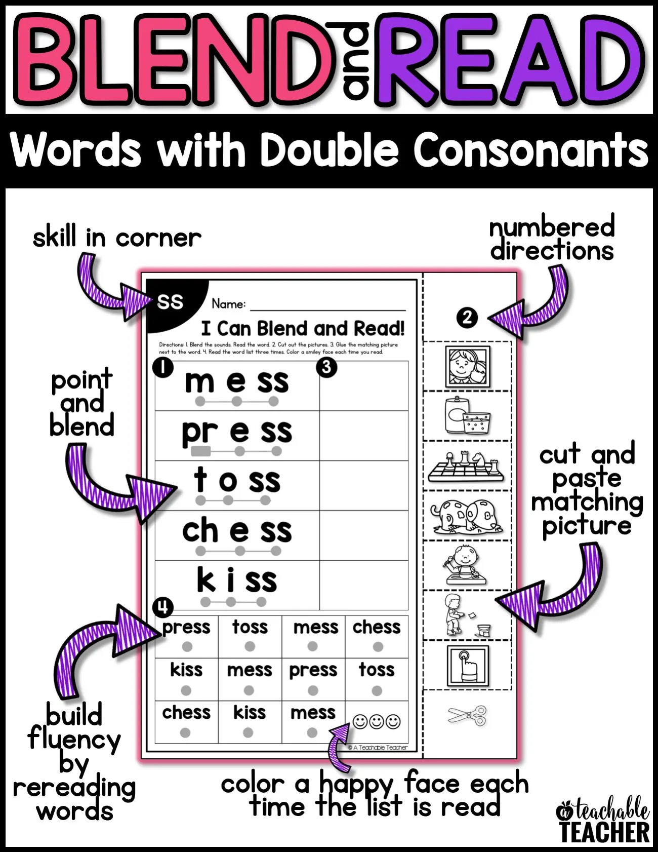 Second grade students practicing the double consonant rule by writing past tense forms of verbs with doubled final consonants like hopped and stopped