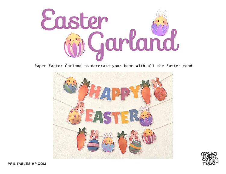 Second Grade Easter Garland worksheet featuring colorful numbers and counting activities