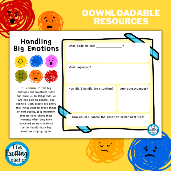 Working with Difficult Emotions Worksheet for Handwriting Practice Worksheet designed for second graders to navigate challenging emotions