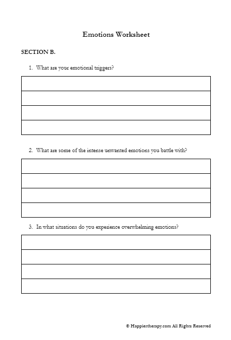 Working with Difficult Emotions worksheet for handwriting practice Worksheet for second graders to help express and manage difficult emotions