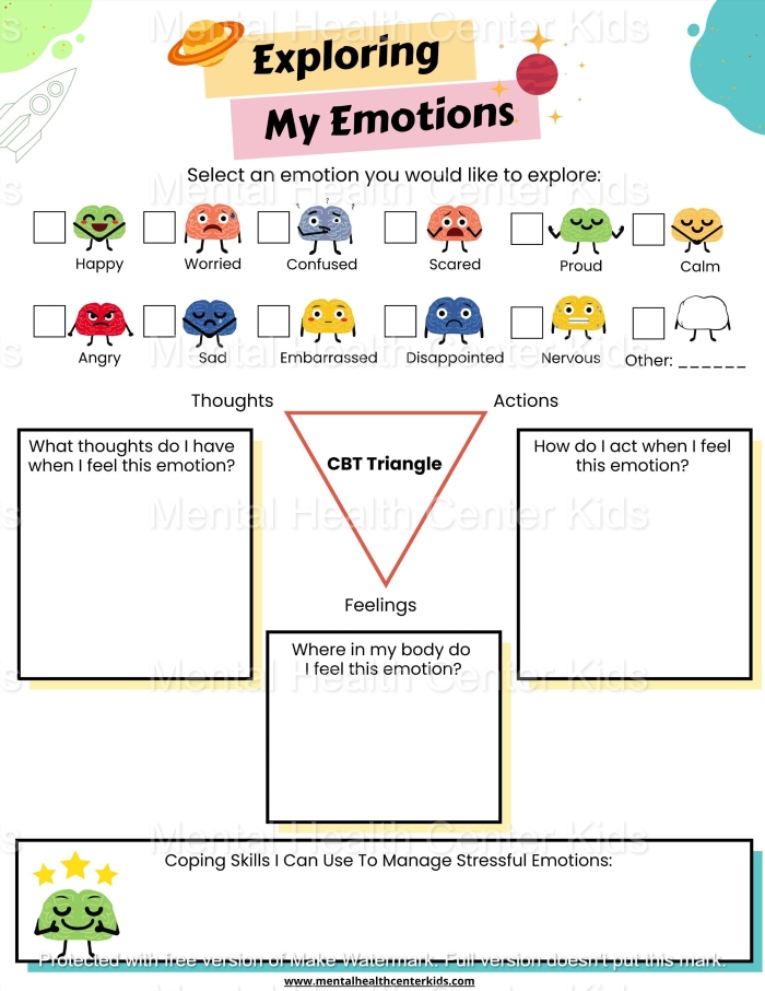 Working with Difficult Emotions worksheet for handwriting practice Worksheet for second graders to navigate challenging emotions