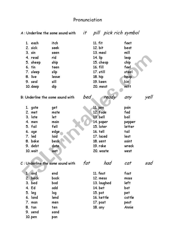 English Pronunciation worksheet for developing reading skills in young learners Worksheet for second graders to practice matching words with their phonetic pronunciations