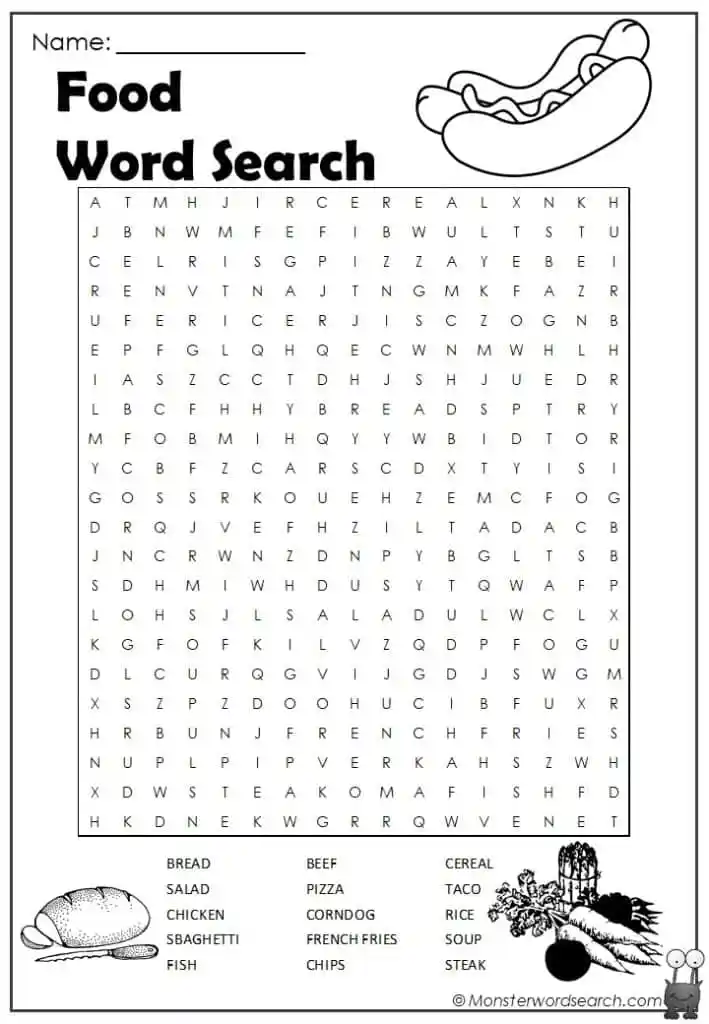 Engage with delicious food words in this fun and educational word search puzzle Second Grade Life Science Food Word Search worksheet featuring tasty food vocabulary