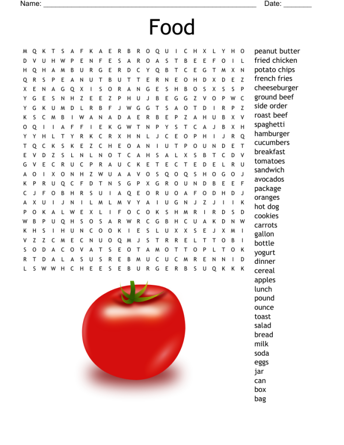 Engage in a fun and tasty vocabulary challenge with this Food Word Search for grade two students Second grade Food Word Search worksheet featuring various food-related words to find