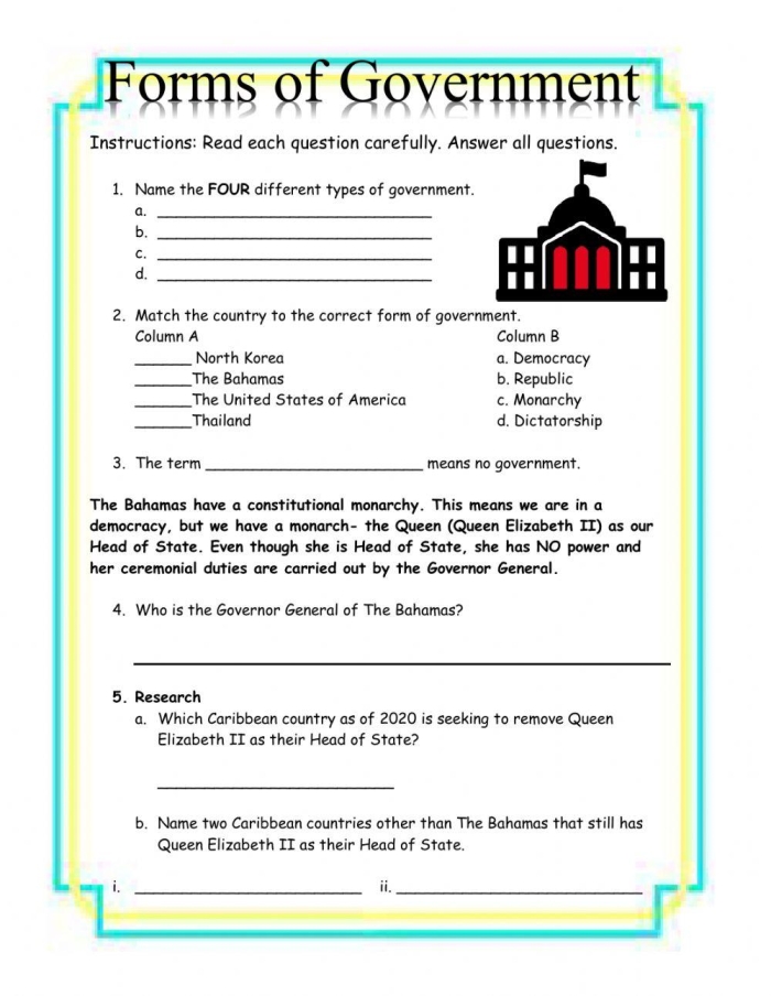 Second Grade worksheet matching U.S. government buildings for learning