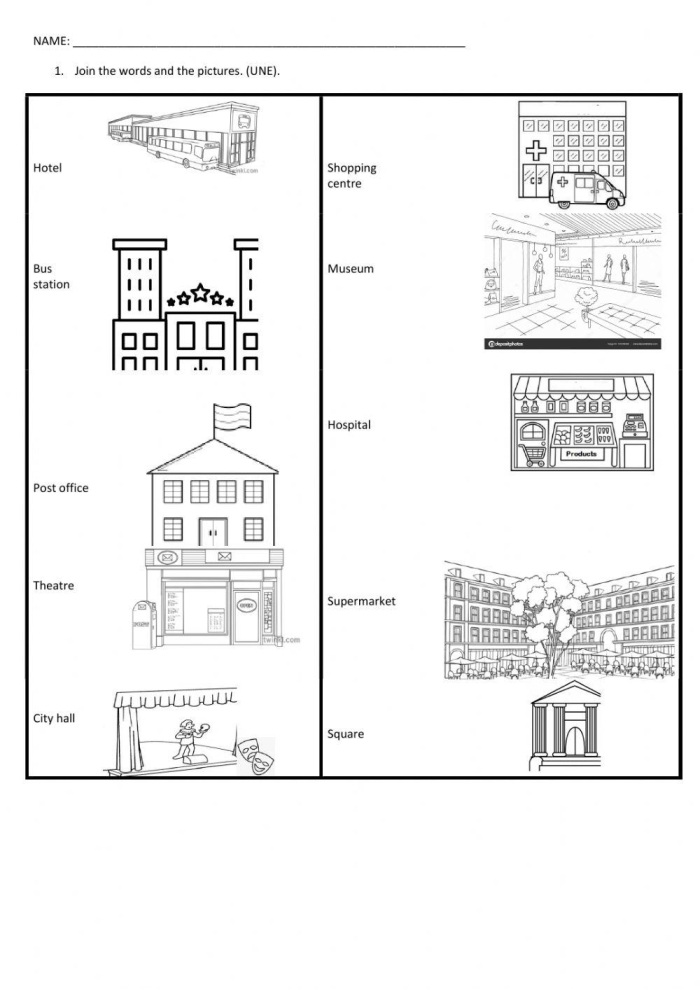 Printable hospital model for building a city in data and graphing activities, image 6 Second grade worksheet featuring a cut-out hospital building for a paper city project