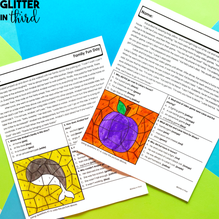 Second grade students using context clues and visual evidence to practice making inferences about geometric shapes and patterns