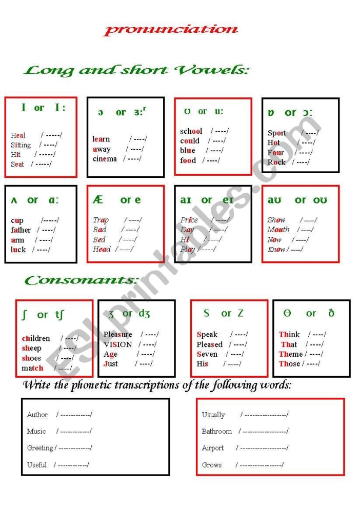 Grammar and Mechanics worksheet for Second Grade Interactive English pronunciation worksheet for second graders focusing on phonetic spellings. Educational activity image for matching words with their correct pronunciations.