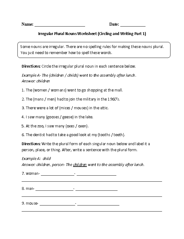 Second grade students working on an End of Year Irregular Plural Nouns Check-in worksheet focused on numbers and counting