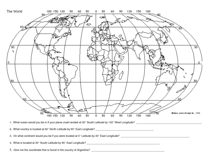 Second Grade students working on a longitude and latitude coordinates worksheet locating cities