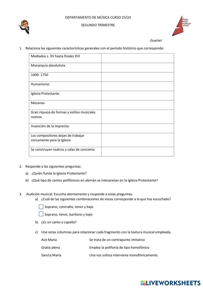 Second grade students completing a worksheet on Mexican music facts with reading questions
