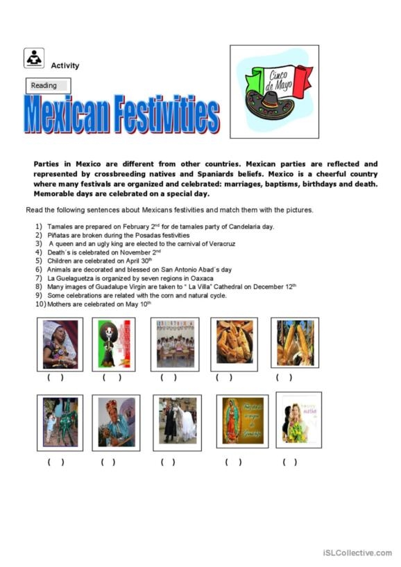 Second grade students completing a Mexican Music Facts reading and writing worksheet