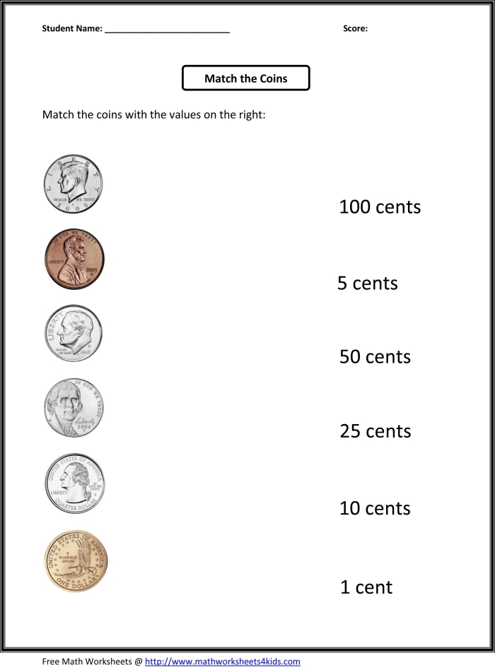 Second grade students calculating the total money in various piggy banks for the Money Match worksheet