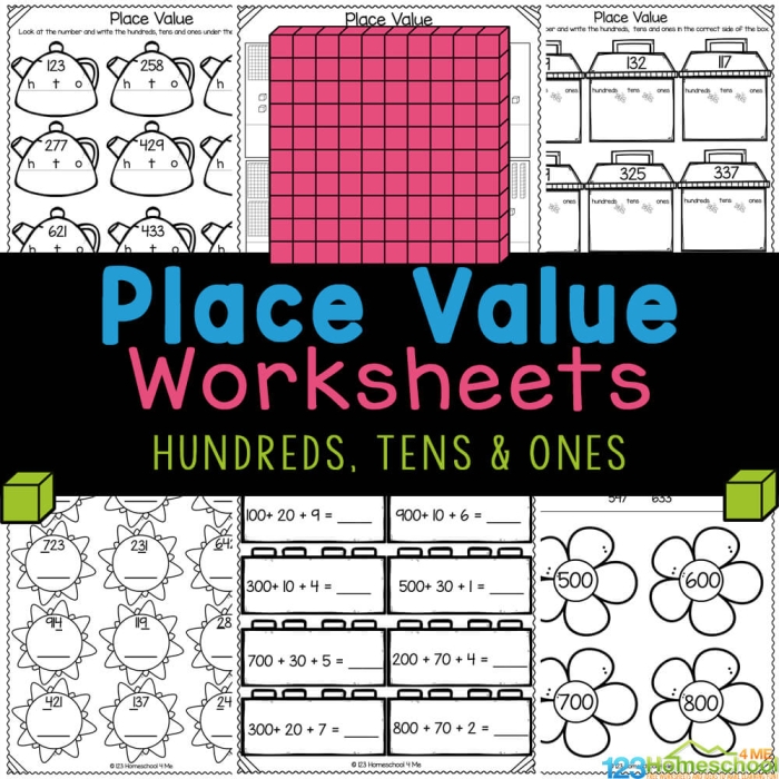 Second Grade worksheet focusing on money and place value using hundreds, tens, and ones