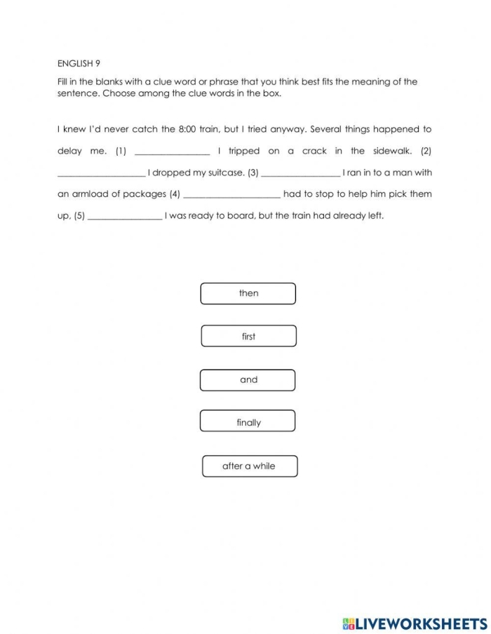 Cute worksheet for second graders focusing on narrative transition words using the ugly duckling story