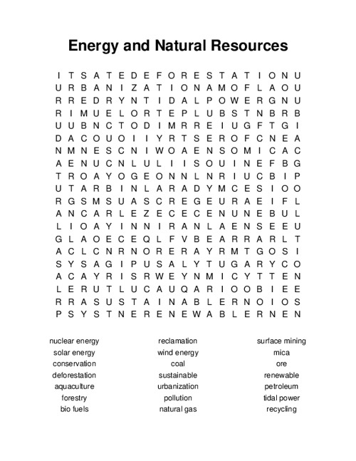Addition and Natural Resources Word Search activity for second graders with definitions and fun practice Second Grade Natural Resources Word Search worksheet focusing on addition and vocabulary