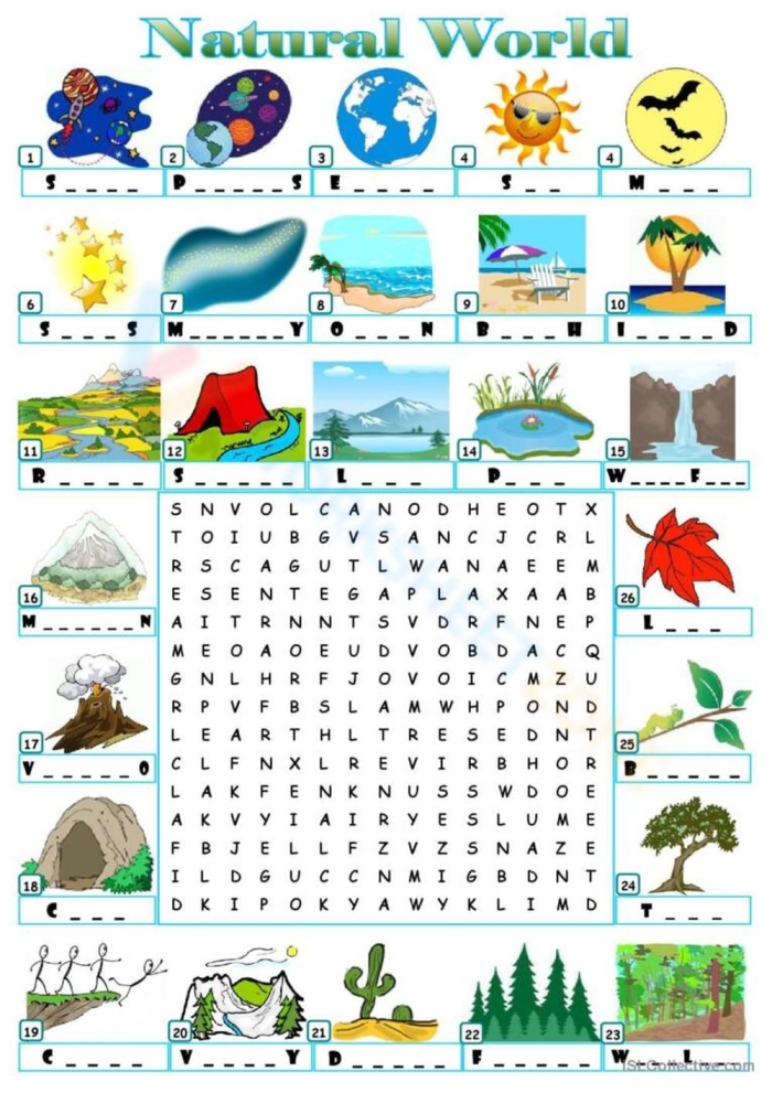 Natural Resources Word Search activity for young learners focused on addition skills Second Grade worksheet featuring a natural resources word search puzzle for vocabulary practice