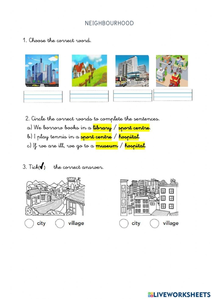 Engaging phonics activity designed to enhance understanding of parts of speech Worksheet featuring Neighborhood Nouns for second graders to practice identifying common nouns