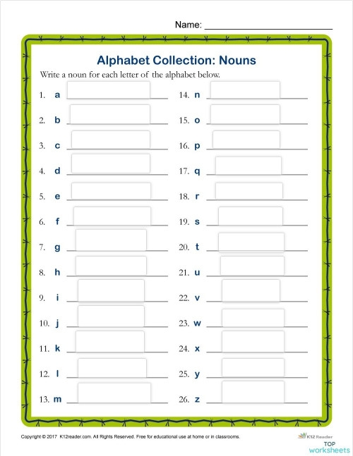 Engaging parts of speech exercise for young learners on noun identification Colorful noun review worksheet for second grade reading practice