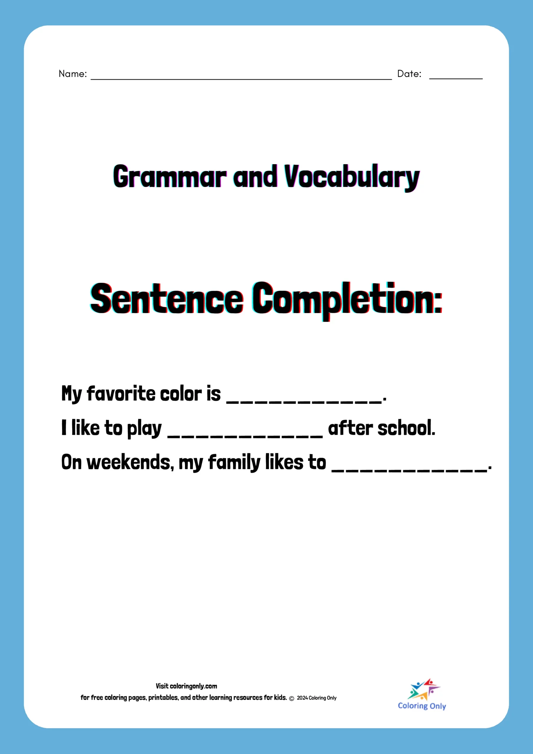Engaging parts of speech activity for young learners on nouns Colorful noun review worksheet for second grade reading practice