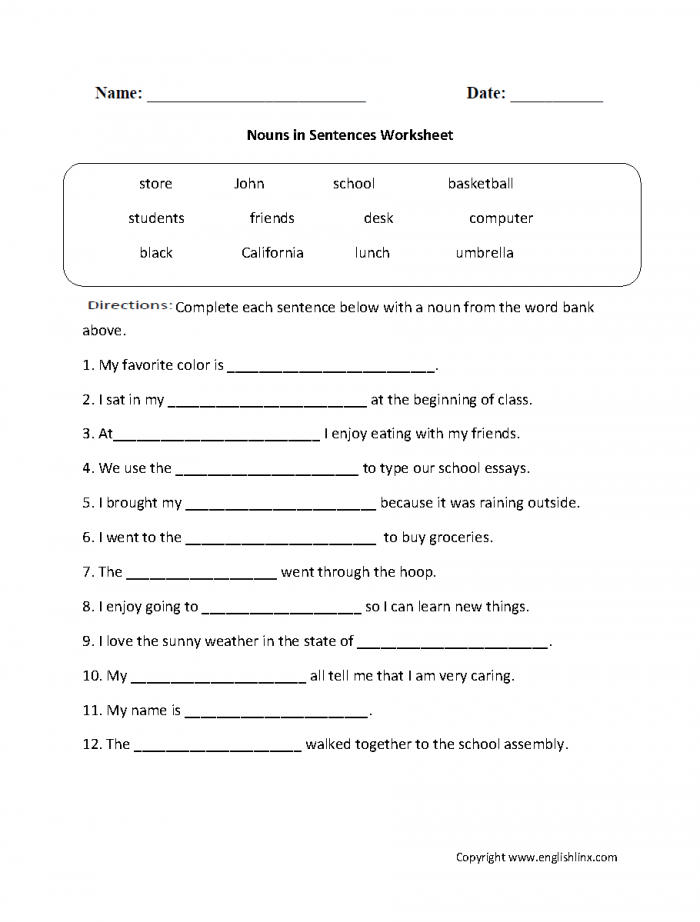 Engaging parts of speech activity for young learners on nouns, worksheet image 2 Colorful noun review worksheet designed for second grade reading practice