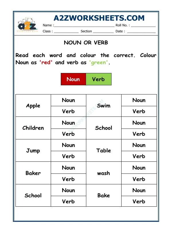 Second grade noun practice worksheet for reading skills enhancement, image 13 Colorful noun review worksheet designed for second graders practicing parts of speech