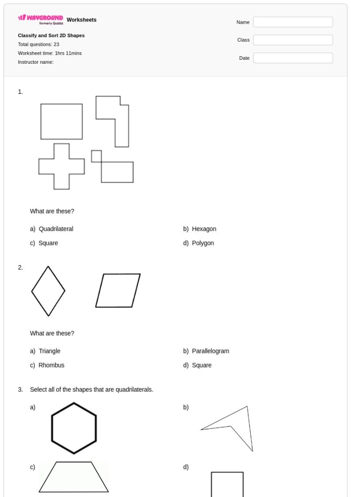 Engaging pentagon identification activity for second graders Worksheet featuring students identifying pentagons among various 2-D shapes