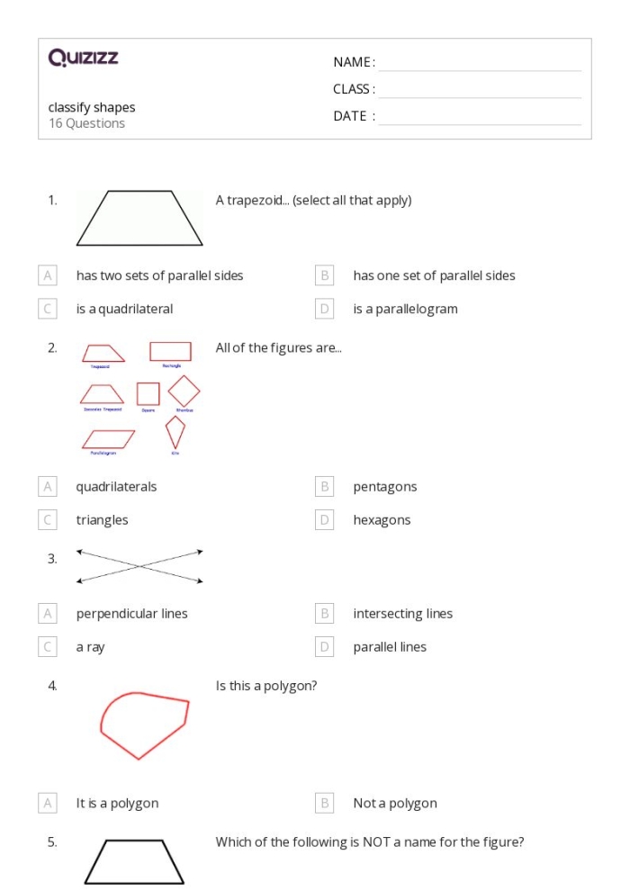 Engaging geometry activity focusing on pentagon recognition for young learners Worksheet for second graders to practice identifying pentagons among various 2-D shapes