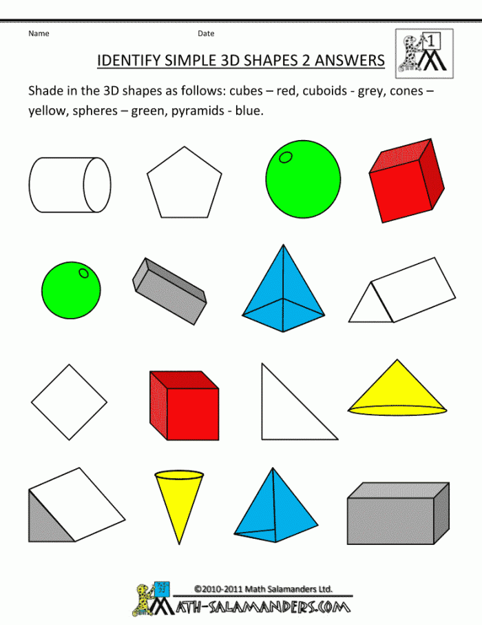Second Grade Plane Figures worksheet featuring colorful shapes for identification