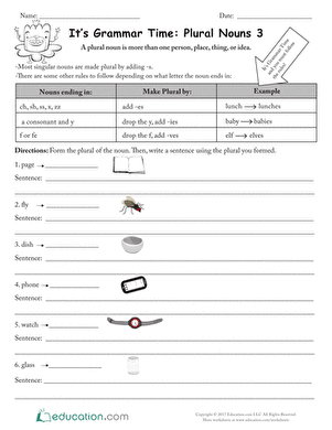It's Grammar Time: Plural Nouns 2 worksheet for enhancing noun skills Worksheet for practicing plural nouns in second grade education