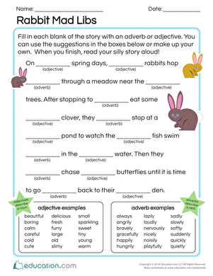 Second-grade students enjoying a Rabbit Mad Libs worksheet focused on multiplication