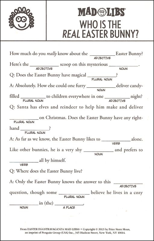 Colorful Rabbit Mad Libs worksheet designed for second graders to practice multiplication with adverbs and adjectives