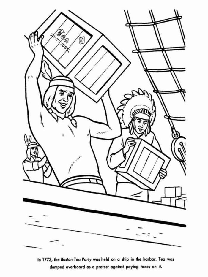 Color and learn with this early American history activity sheet for kids number 20 Second grade Revolutionary War coloring worksheet featuring historical images