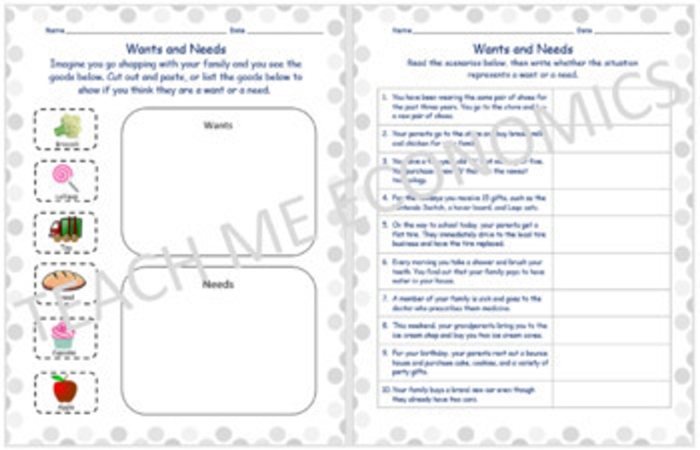 Worksheet explaining the meaning of scarcity for second graders, focusing on subtraction concepts. Educational resource for understanding scarcity in everyday life.