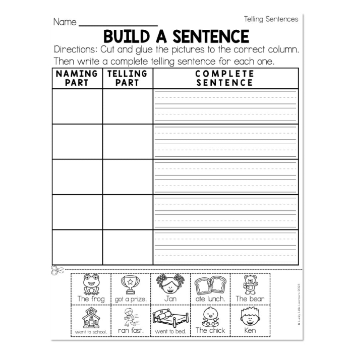 Build a Sentence Worksheet for Second Grade Students Worksheet for practicing sentence building skills in second grade Physical Science
