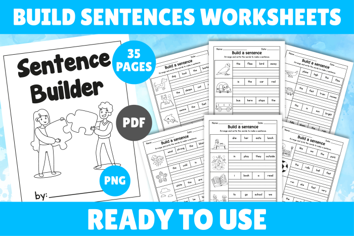 Build a Sentence Worksheet for Second Graders Worksheet for building sentences in second-grade physical science