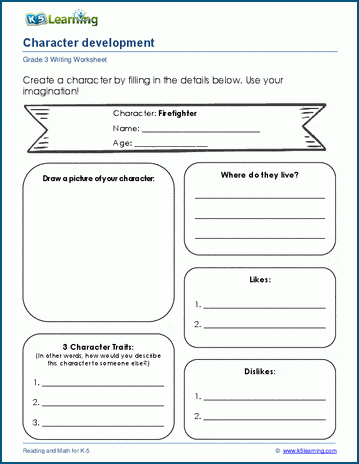 Second Grade worksheet showing character emotions in sequence with transition words