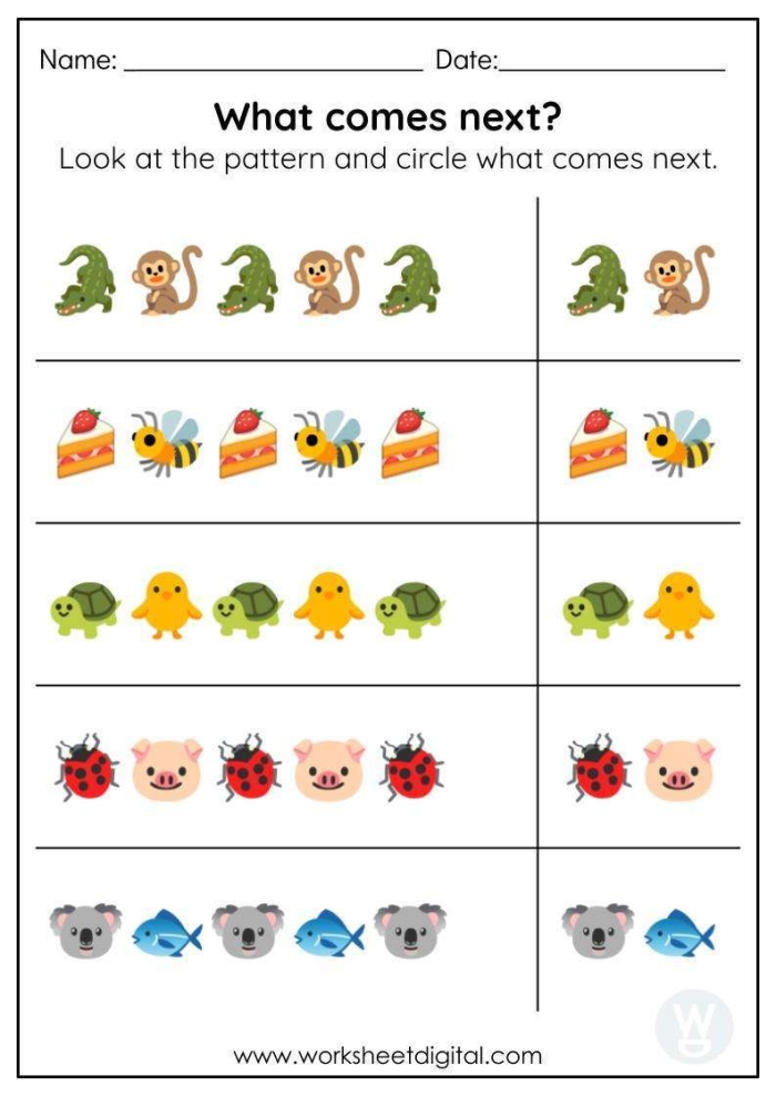 Logical reasoning practice with Geometric Patterns worksheet for young learners, image 18 Second Grade Geometric Patterns worksheet featuring shapes to complete the sequence