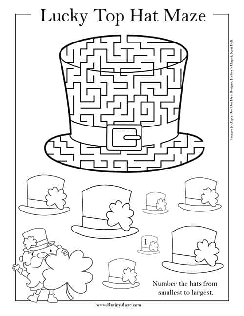 Second Grade St. Patrick's Day Maze Race worksheet featuring two side-by-side mazes for players to solve